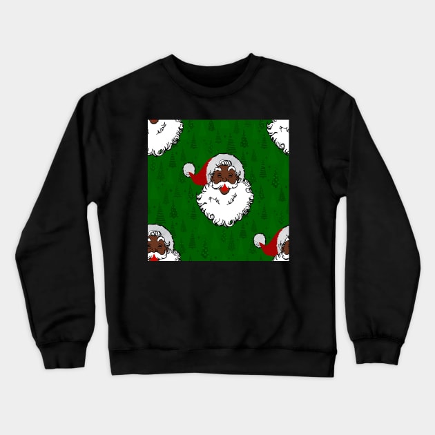 black santa claus christmas Crewneck Sweatshirt by gossiprag